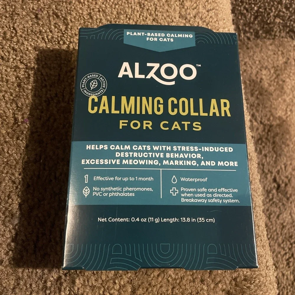 ALZOO Natural Plant-Based Calming Collar Cat Stress Meowing Marking‎ Destructive